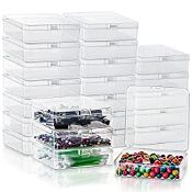 RRP £23.99 Belle Vous Small Clear Plastic Storage Box Containers with Hinged Lid