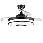 RRP £123.24 Silent Ceiling Fan with Lamp Retractable Fan Blades