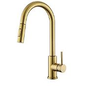 RRP £62.99 Tohlar Gold Kitchen Tap with Pull-Down Sprayer