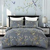 RRP £32.98 Topmail 3 Pieces Duvet Cover Set Dark Grey Royal Baroque