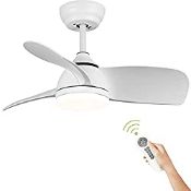 RRP £135.98 LPPO Ceiling Fan with LED Light 28 inch 3 Fan Blades of ABS DC Motor