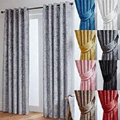 RRP £31.00 John Aird Crushed Velvet Fully Lined Eyelet Curtains (Silver