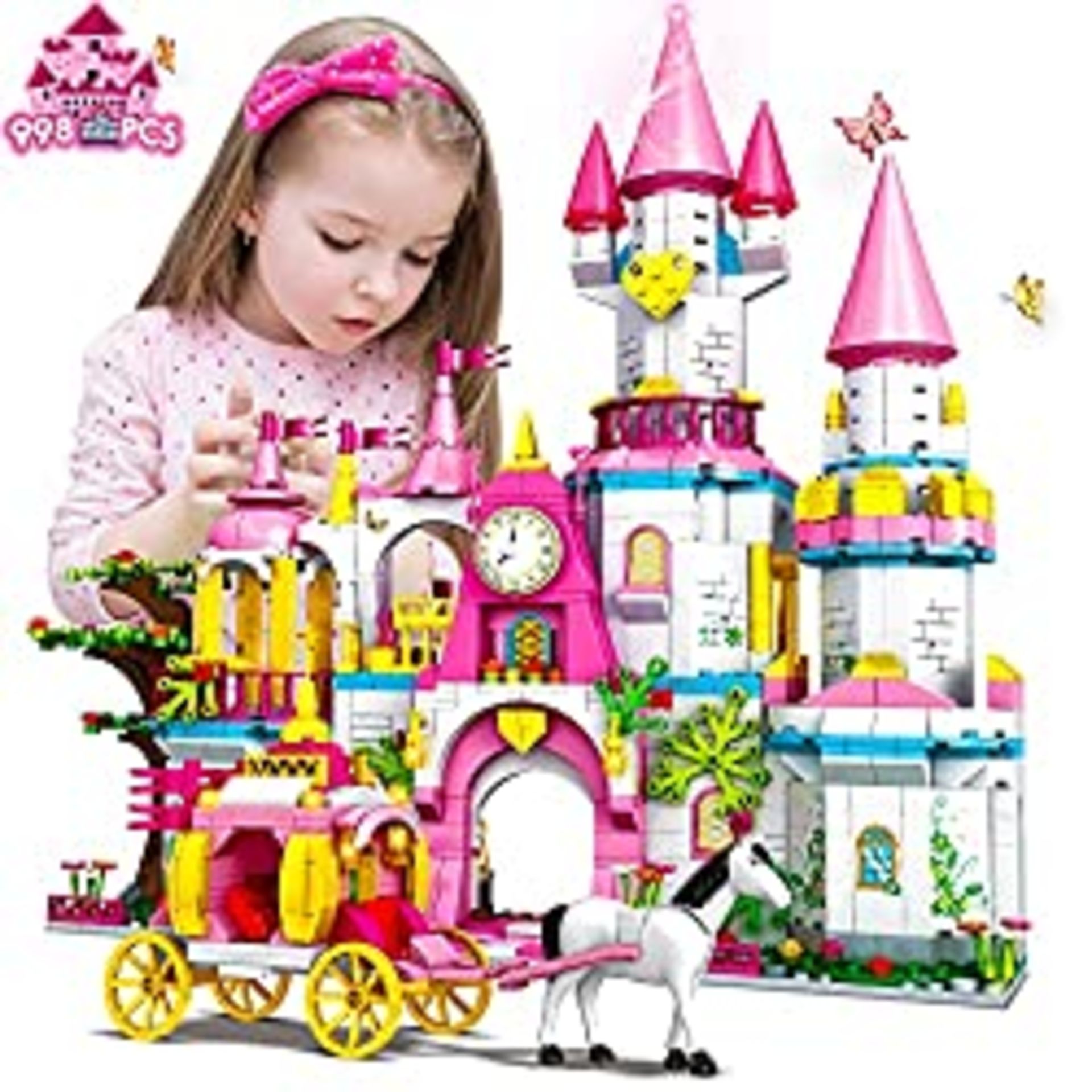 RRP £37.10 HOGOKIDS Girls Castle Stem Building Toys: 998 PCS Building