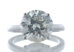 18ct White Gold Single Stone Prong Set Diamond Ring 5.07 Carats - Valued by IDI - A natural round