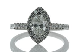 Platinum Single Stone Marquise Cut Diamond Ring With Stone Set Shoulders (0.71) 1.06 Carats - Valued