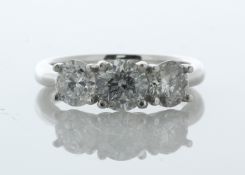 Platinum Three Stone Claw Set Diamond Ring 1.94 Carats - Valued by GIE £25,890.00 - Platinum Three