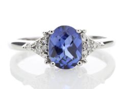 9ct White Gold Created Ceylon Sapphire and Diamond Ring (0.03) 1.67 Carats Carats - Valued by GIE £