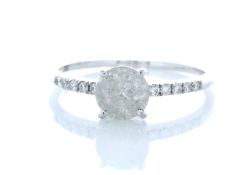 18ct White Gold Single Stone Prong Set With Stone Set Shoulders Diamond Ring (0.94) 1.04 Carats -