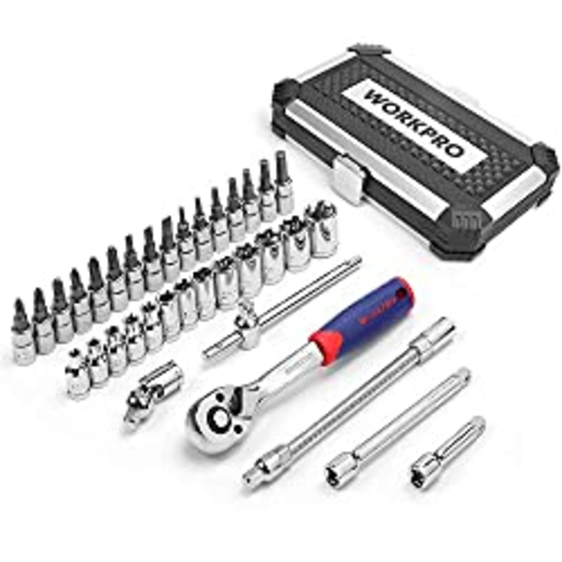 RRP £24.00 WORKRPO 35-Piece 1/4 Inches Drive Metric Socket Set