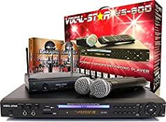 RRP £194.99 Vocal-Star VS-800 Karaoke Machine With 2 Wireless Microphones
