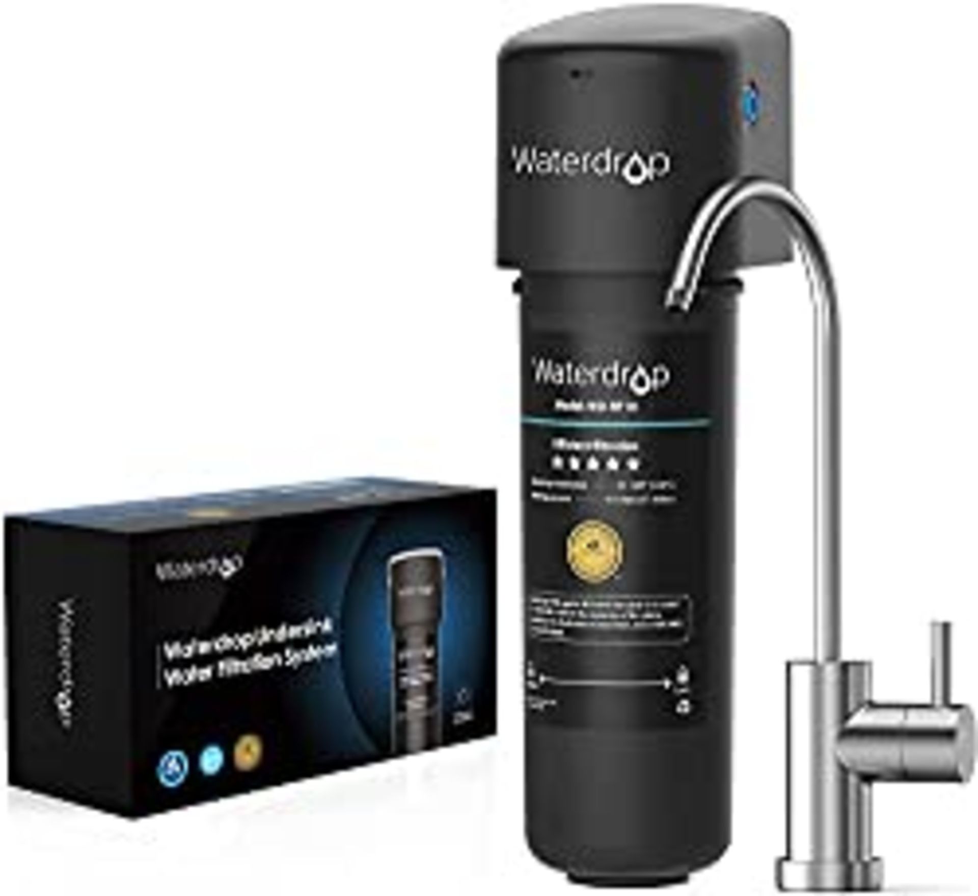 RRP £16.13 Waterdrop 10UB Under Sink Water Filter System with Dedicated Faucet