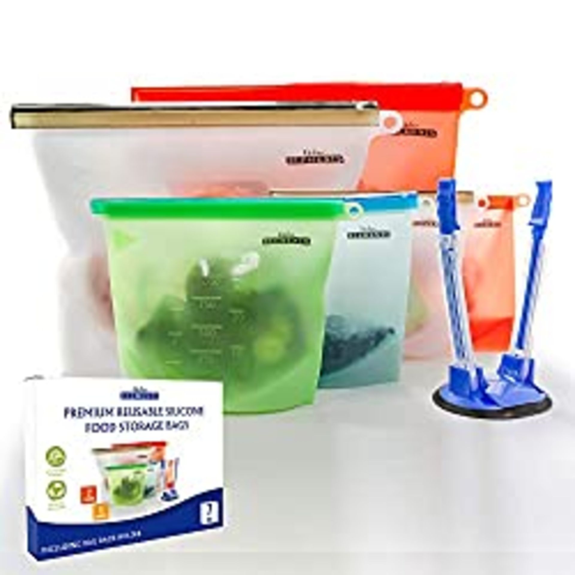 RRP £19.99 Reusable Silicone Food Storage Bags [7 Set] | [4 x
