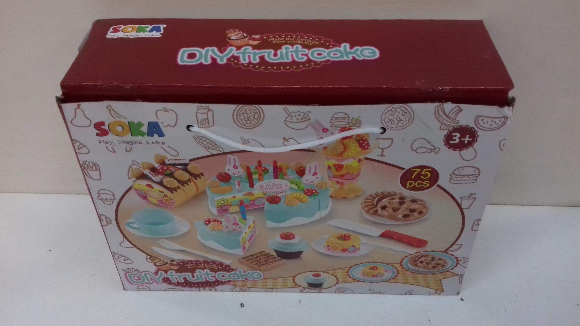 RRP £11.99 SOKA 75pc Birthday Cream Fruit Cake Kids Childrens - Image 2 of 2