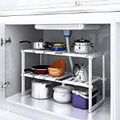 RRP £19.10 Home-Neat Under Sink Shelf Extendable Storage Stainless