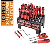 RRP £20.44 100-Piece Magnetic Screwdriver Set with Wall Mounted Organizer