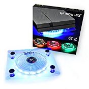 RRP £16.58 WOWLED USB RGB LED Cooler Cooling Fan Pad Stand Accessories
