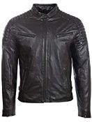 RRP £119.99 Aviatrix Men's Real Leather Fashion Biker Jacket with