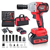 RRP £109.99 Cordless Impact Wrench with 2 Battery