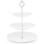 RRP £13.99 Nyxi White Ceramic Cake Stand Porcelain Round Display with New Fittings