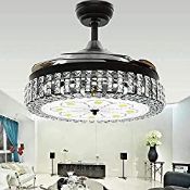 RRP £109.99 Moerun 42" Crystal Ceiling Fans with Lights Retractable