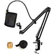 RRP £17.98 Tencro Microphone Stand with Pop Filter Heavy Duty