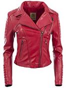 RRP £69.98 Aviatrix Women's Real Leather Fitted Fashion Jacket (K014) 2XL Red