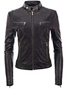 RRP £58.43 Aviatrix Women's Super-Soft Real Leather Fitted Fashion Jacket (CRD9) L Black