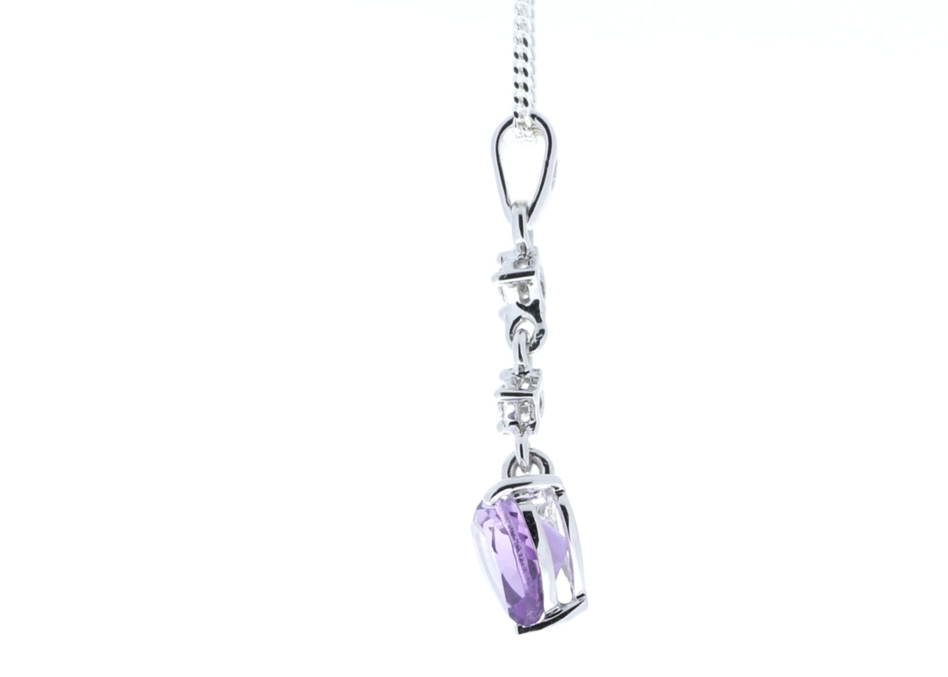 9ct White Gold Amethyst Heart Shape Diamond Pendant 0.01 Carats - Valued by GIE £420.00 - This - Image 2 of 5