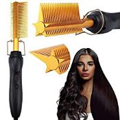 RRP £19.99 Electric Hot Comb Hair Straightening Heat Pressing Comb