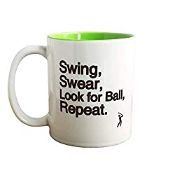 RRP £12.98 Worry Less Design Swing Swear Look for Ball Repeat - Funny Golf Mug