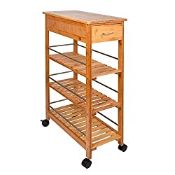 RRP £54.98 Lantaly Space-Saving Bamboo Kitchen Trolley Cart with Drawer