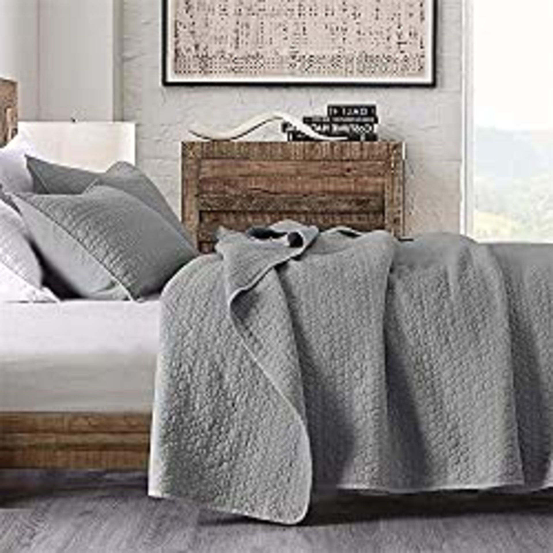 RRP £38.99 HORIMOTE HOME Bedspread SuperKing Size Grey