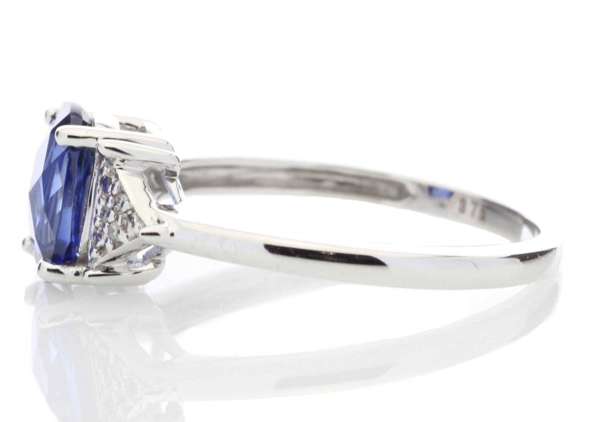 9ct White Gold Created Ceylon Sapphire and Diamond Ring (0.03) 1.67 Carats Carats - Valued by GIE £ - Image 3 of 5