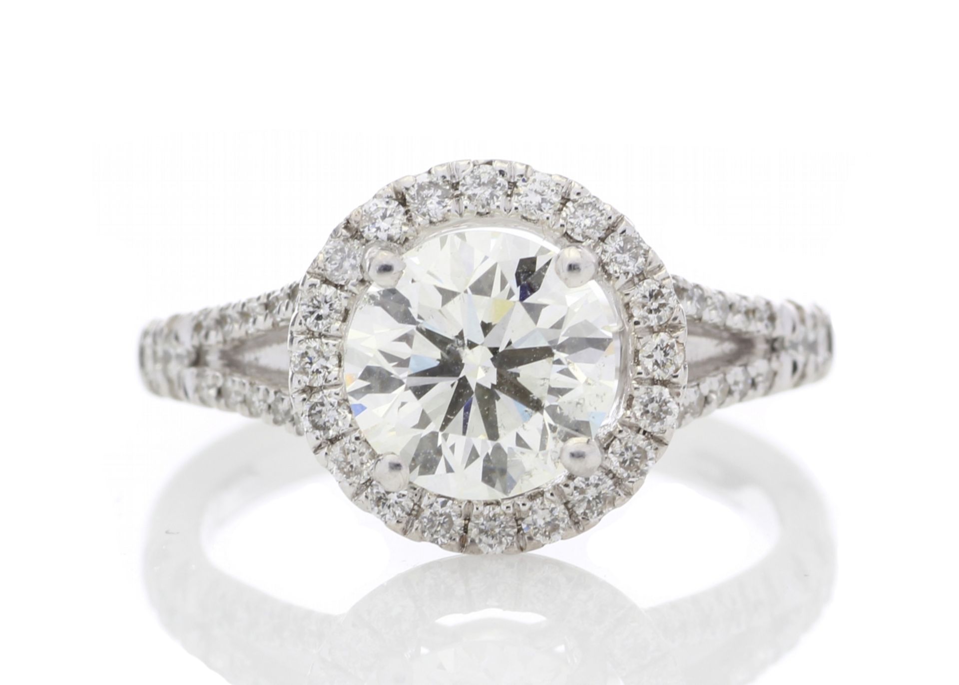 18ct White Gold Single Stone With Halo Setting Ring (1.64) 1.98 Carats - Valued by GIE £80,000.