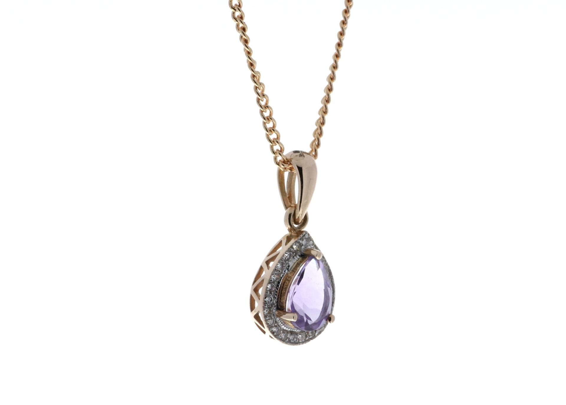 9ct Rose Gold Amethyst And Diamond Pendant 0.11 Carats - Valued by GIE £1,420.00 - This - Image 2 of 5