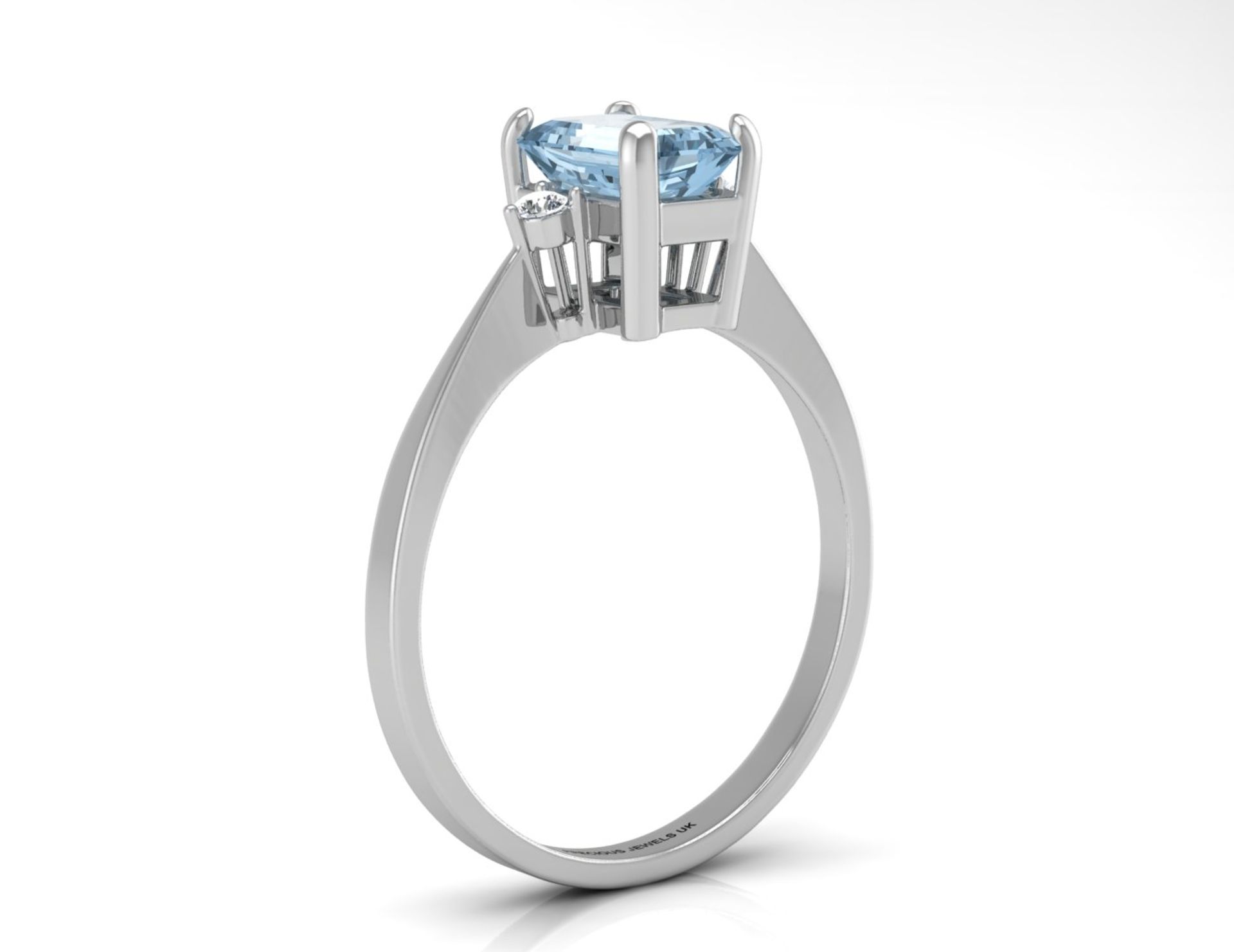 9ct White Gold Diamond And Emerald Cut Blue Topaz Ring 0.04 Carats - Valued by GIE £1,245.00 - An - Image 2 of 5