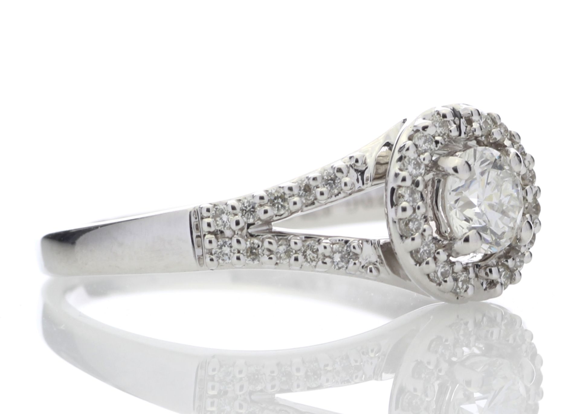 18ct White Gold Single Stone With Halo Setting Ring 0.54 Carats - Valued by AGI £3,218.00 - A - Image 4 of 4