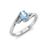 9ct White Gold Fancy Cluster Diamond Blue Topaz Ring 0.10 Carats - Valued by GIE £905.00 - An oval