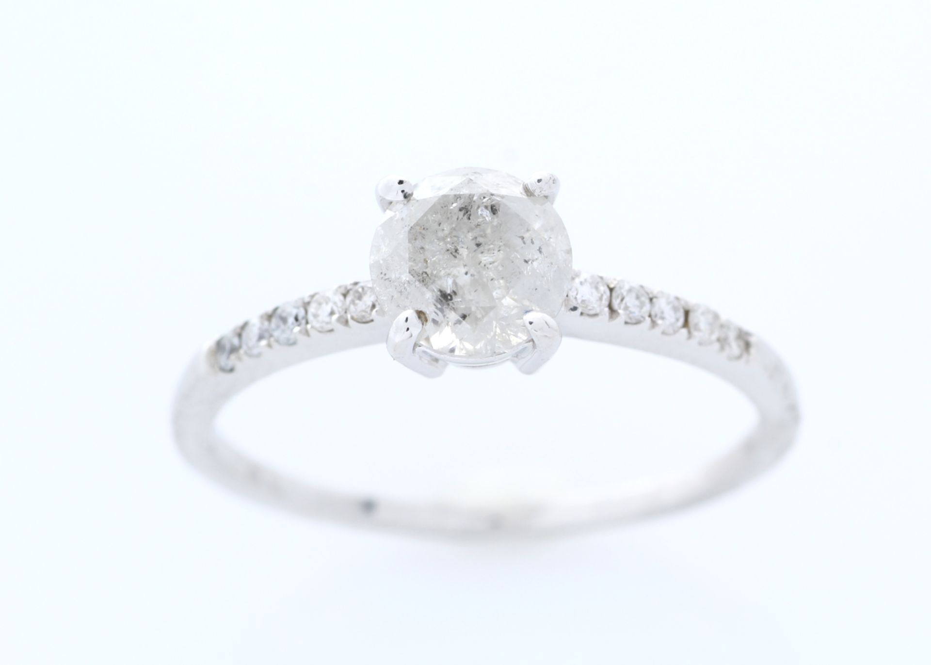 18ct White Gold Single Stone Prong Set With Stone Set Shoulders Diamond Ring (0.95) 1.05 Carats -