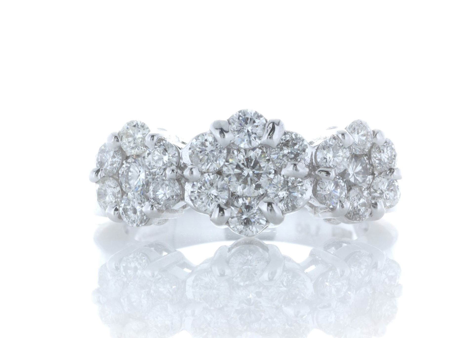 18ct White Gold Flower Cluster Diamond Ring 1.50 Carats - Valued by GIE £18,195.00 - Twenty one