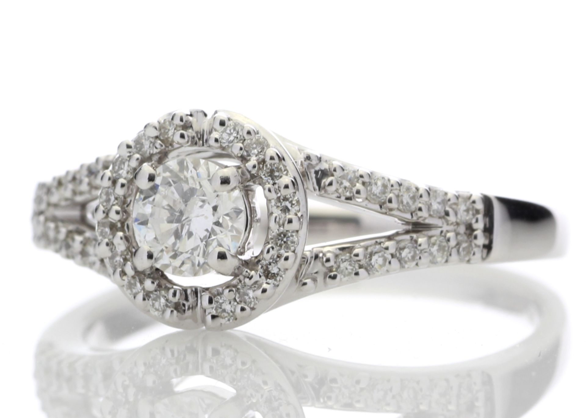 18ct White Gold Single Stone With Halo Setting Ring 0.54 Carats - Valued by AGI £3,218.00 - A - Image 2 of 4