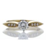 18ct Single Stone Claw Set With Stone Set Shoulders Diamond Ring 0.42 Carats - Valued by AGI £1,