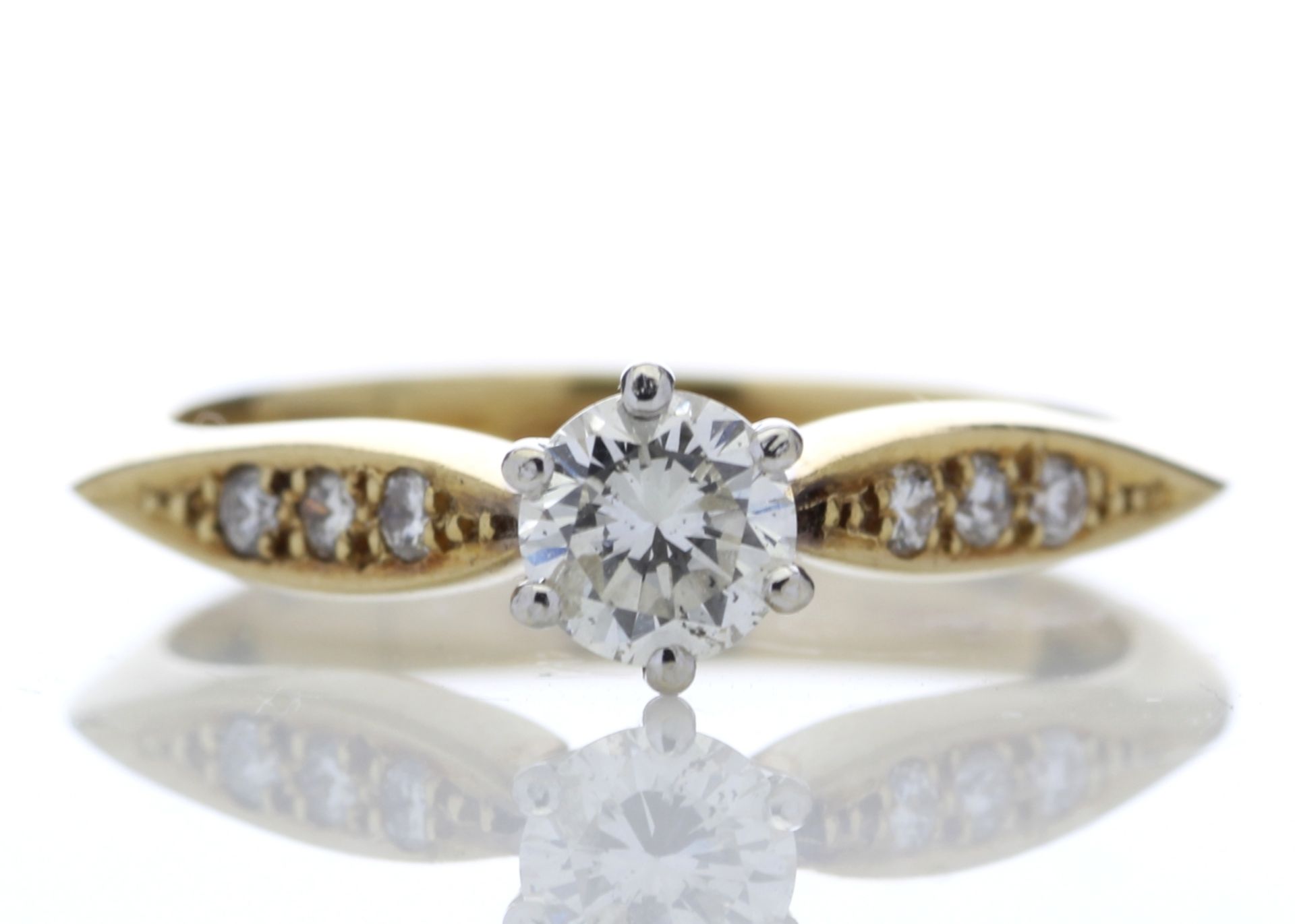 18ct Single Stone Claw Set With Stone Set Shoulders Diamond Ring 0.42 Carats - Valued by AGI £1,