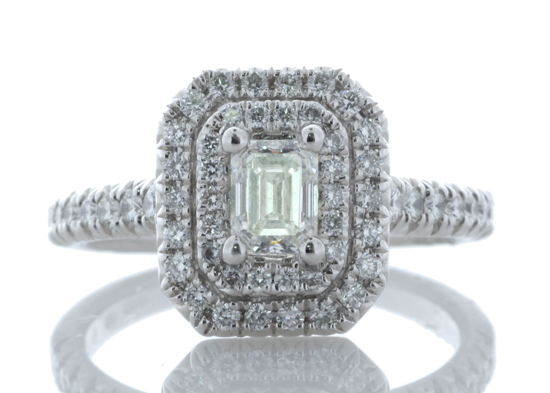 Platinum Single Stone With Halo Setting Ring 0.99 Carats - Valued by AGI £11,600.00 - A modern