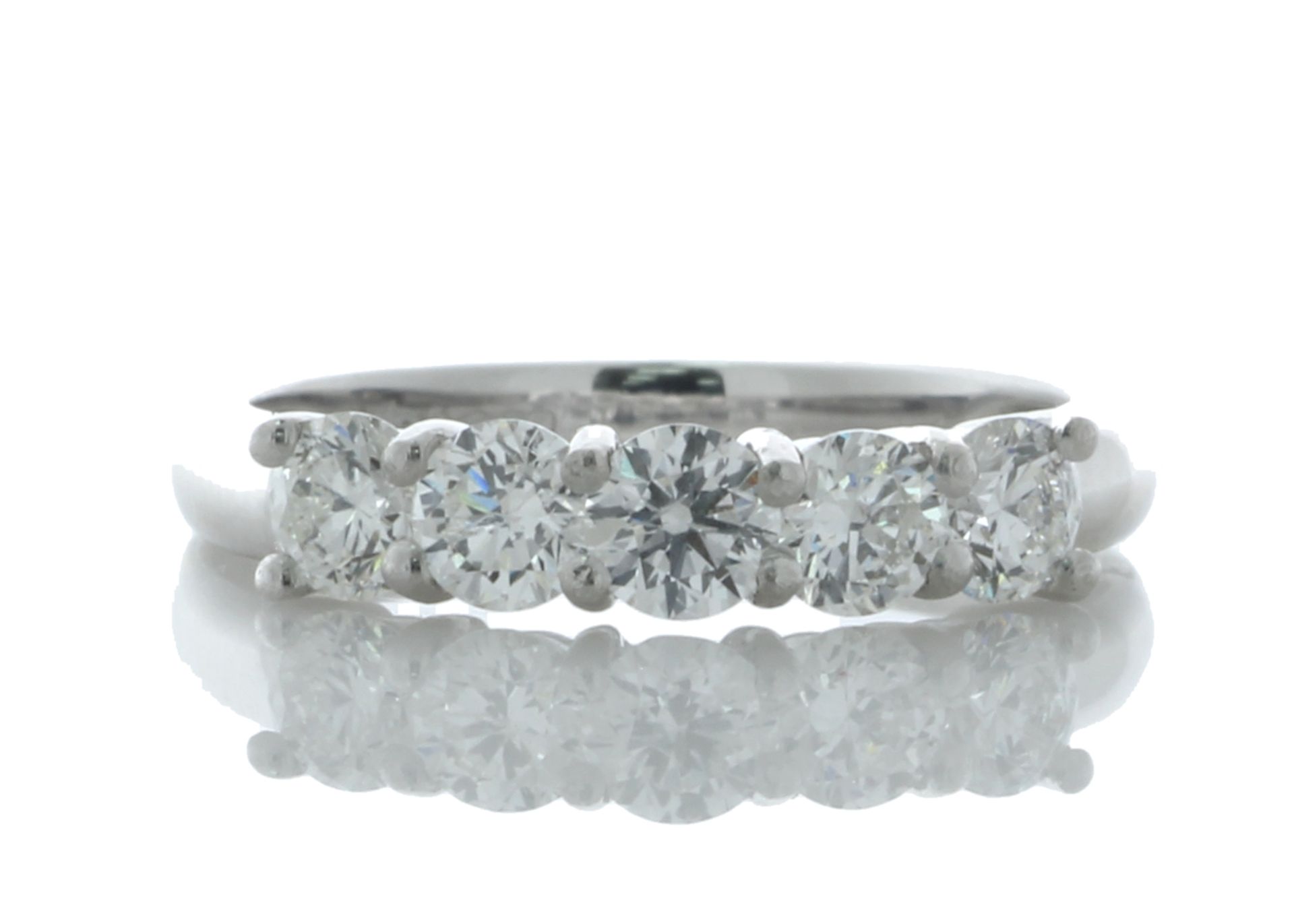 Platinum Claw Set five stone Diamond Ring 1.06 Carats - Valued by GIE £4,854.00 - Platinum Claw