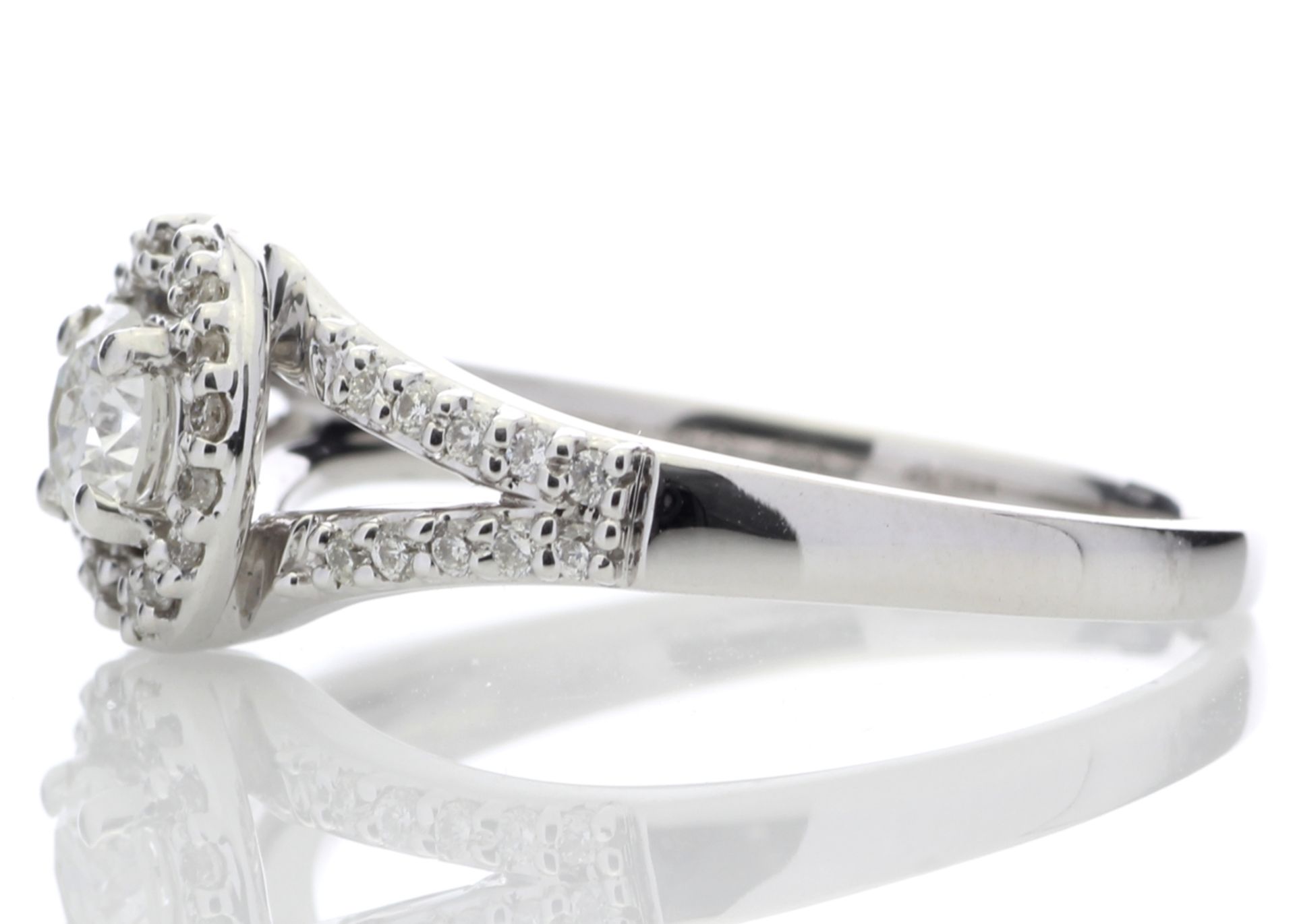 18ct White Gold Single Stone With Halo Setting Ring 0.54 Carats - Valued by AGI £3,218.00 - A - Image 3 of 4