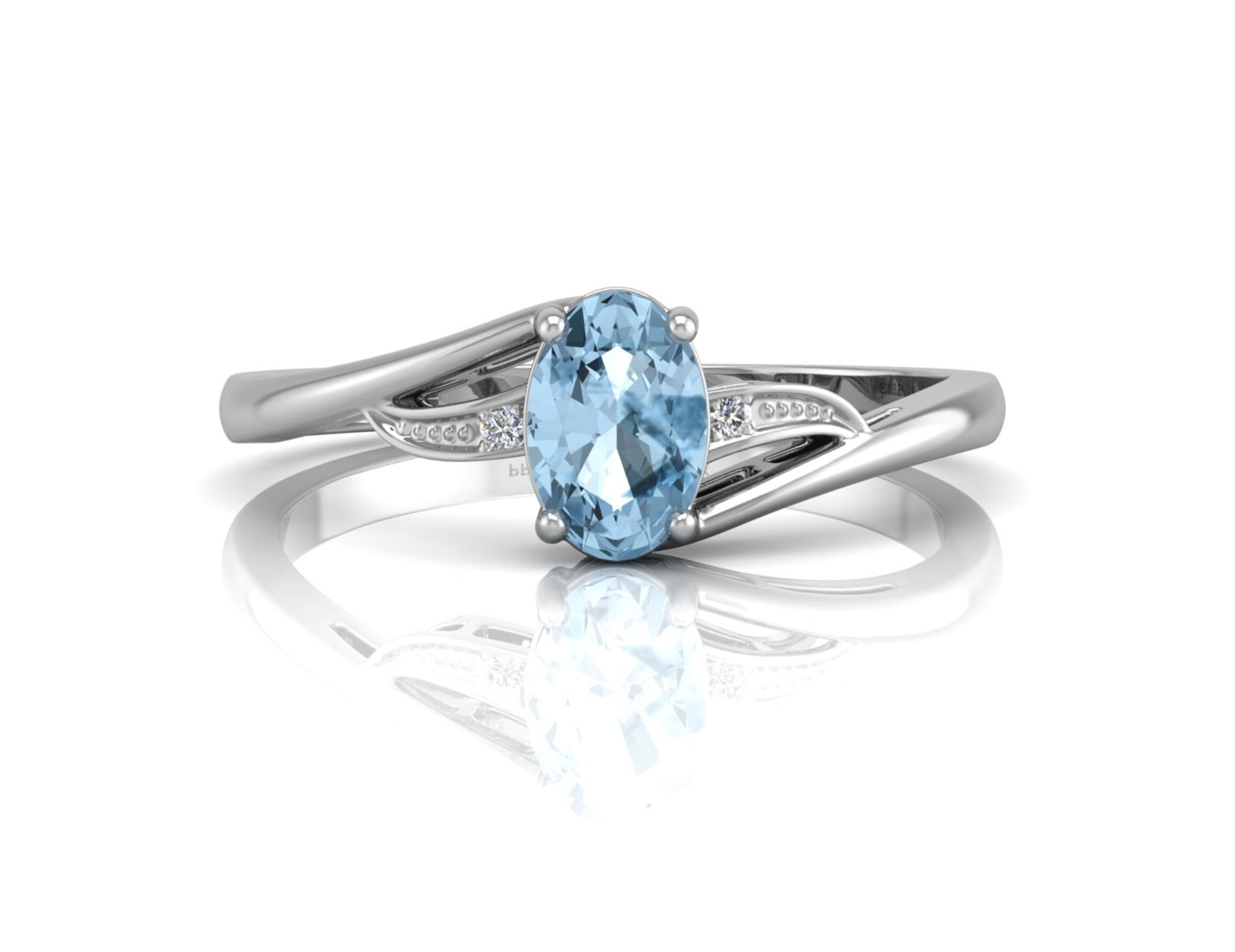 9ct White Gold Fancy Cluster Diamond Blue Topaz Ring 0.10 Carats - Valued by GIE £905.00 - An oval - Image 4 of 5