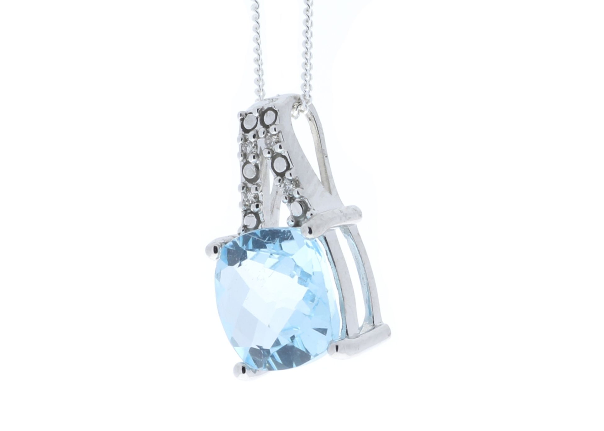 9ct White Gold Diamond And Blue Topaz Pendant 0.05 Carats - Valued by GIE £1,470.00 - A stunning 3. - Image 4 of 6