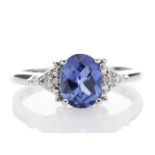 9ct White Gold Created Ceylon Sapphire and Diamond Ring (0.03) 1.67 Carats Carats - Valued by GIE £