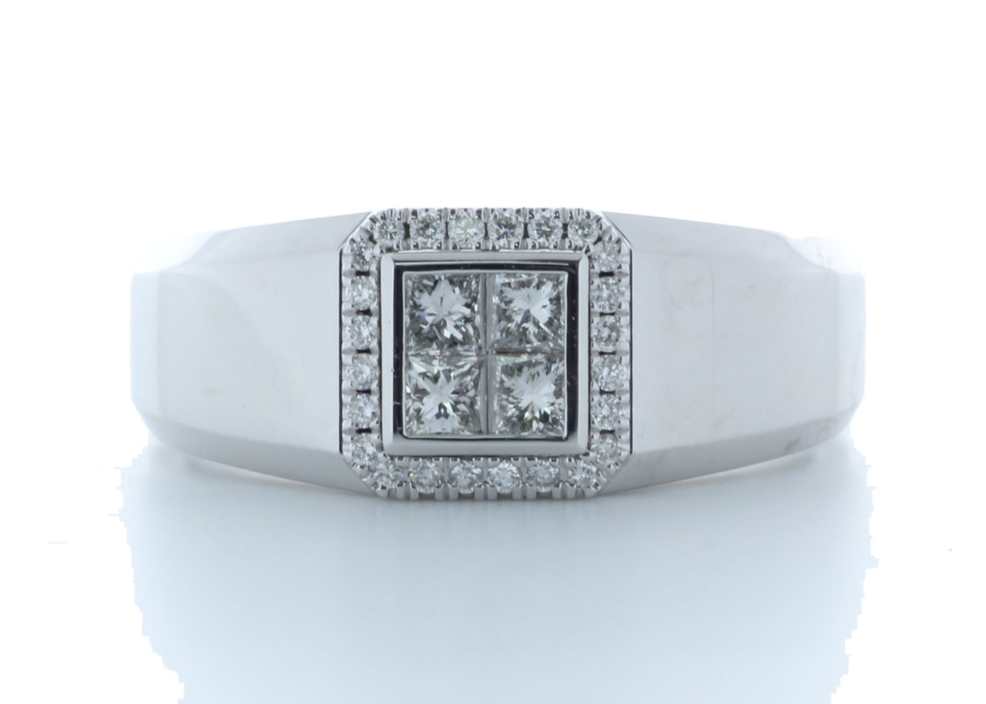 18ct White Gold Single Stone with halo Illusion Set Diamond Ring 0.50 Carats - Valued by AGI £6,